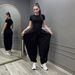 Summer New Style Women's Casual Elegant Suit Short Sleeved T-Shirt And Wide Leg Pants Clothing Set_ecoleips.com