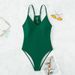 Women's Sexy High Waist One-Piece Swimsuit - European & American Solid Color With Back Lace-Up Design For Beach & Pool_ecoleips.com