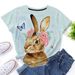 Women’S Clothing Short Sleeved Women's T Shirt Happy Easter Bunny Digital Printing_ecoleips.com
