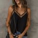 2024 Summer Best-Selling Women's Clothing: Solid Color Thin Strap Mesh V-Neck Patchwork Camisole For Women_ecoleips.com