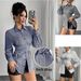 Women's Slimming Long Sleeved Shirt Autumn Striped Fashion Irregular Waist Belt Versatile Clothing Top_ecoleips.com