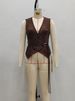 European American Cross-border Spring And Autumn V-neck Lace-up Buttoned Suede Top, Fashionable Retro Warm Women's Vest_ecoleips.com