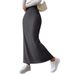 Women's Clothing High Waist Side Slit Slim Fit Knitted Skirt Female Fashion Long Skirt_ecoleips.com