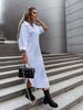 Women's Long Sleeve Shirt Dress With Turn-Down Collar And Button Front - Casual Chic Midi Dress For Spring/Summer_ecoleips.com