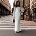 Women's Clothing Long Sleeved U Neck Slim Fishtail Floor Length Wedding Dress Gauze Tube Top Toast Dress Outdoor Shooting Long Skirt_ecoleips.com