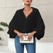 "Polka Dot Chiffon Blouse – Lantern Sleeve Button-Down Top For Women, Lightweight Summer Casual Shirt"_ecoleips.com