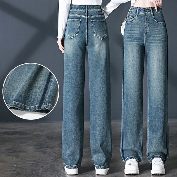 High-waisted Narrow-fit Denim Wide-leg Pants For Tall Women, 2026 Spring New Style, Slimming Straight-leg Pants,_ecoleips.com