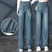 High-waisted Narrow-fit Denim Wide-leg Pants For Tall Women, 2026 Spring New Style, Slimming Straight-leg Pants,_ecoleips.com