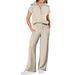European American Foreign Trade 2024 Spring-summer Casual Sports Set: Zip-up Short-sleeve Sweatshirt And Wide-leg_ecoleips.com