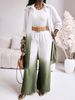 Women's Clothing Mid Waisted Pants Long Sleeved Ombre Gradient High Waist Pants & Long Sleeve Button-Up Coat Casual Loose Fit Matching Set_ecoleips.com