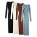 European And American Style INS Hot Girl Stretchy Slim-fit Ribbed Geometric Pattern Knitted Bodycon Dress With Long_ecoleips.com