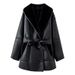 Two-Tone Faux Fur Trench Coat – French-Inspired Oversized Women’s Outerwear With 3D Texture, Boho Chic & Street Style (Brown/Black, XS-L)_ecoleips.com