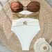 Women's Clothing New Hollow One Piece Bikini Swimsuit Color Matching Tube Top Metal Flower Swimsuit Bikini_ecoleips.com