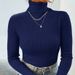 Women's Slim Fit High Neck Knitted Sweater Pullover - Soft Stretch Casual Long Sleeve Tops For Fall Winter (20 Colors, S-4XL)_ecoleips.com