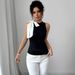 Elegant Women's Sleeveless Bow Tie Blouse Stretchy Short Top Chic Office Wear Summer Fashion Comfortable Stretch Fabric_ecoleips.com