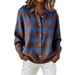 European American Cross-border Independent Site Women's Casual Loose-fitting Autumn And Winter Plaid Long-sleeve_ecoleips.com