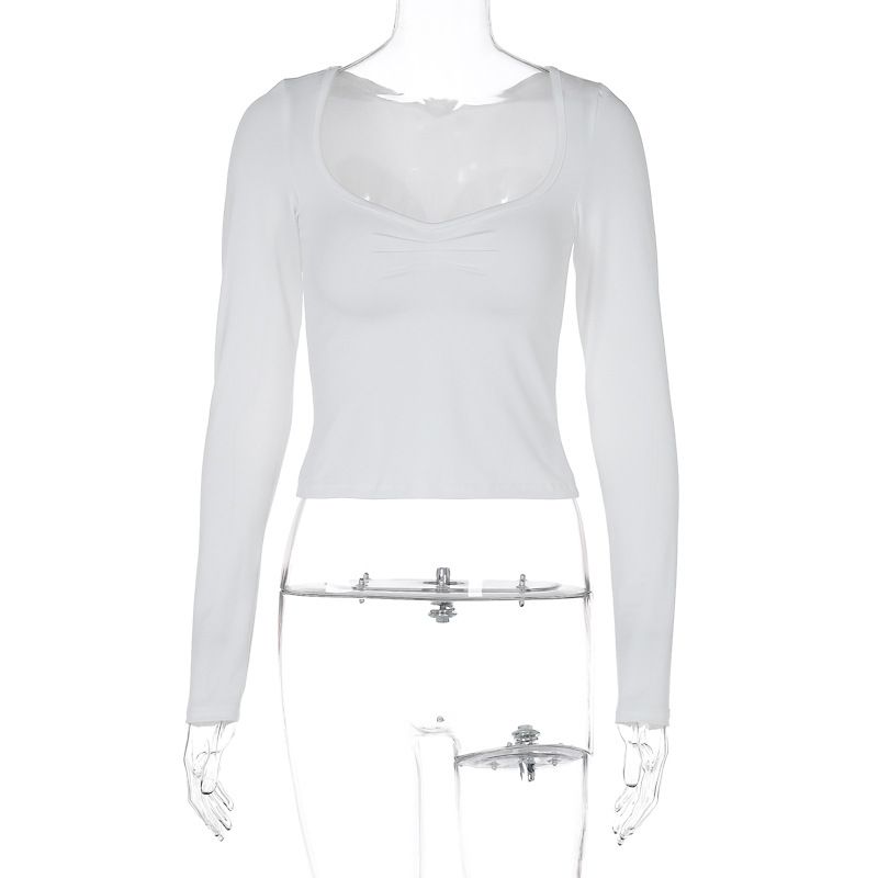 Trendy Sexy Solid Color Long Sleeve Crop Top Dress Summer New Arrival Slim Fit Belly Exposing Fashion Women Daily Casual Dress_ecoleips.com