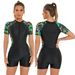 Aria Basics European And American One-piece Swimsuit With Zipper, Short-sleeve Sports Swimsuit, Sun-protective Surfing Suit, Women's_ecoleips.com