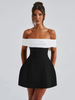 Mozision Bow Backless Sexy Mini Dress For Women Robe Elegant Off-shoulder Strapless Sleeveless A-line Club Sexy Dress Vestido_ecoleips.com