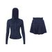 Stylish Women's Hooded Jacket & Skirt Set - Stretchy Activewear For Running, Yoga & Casual Wear Versatile Matching Set_ecoleips.com