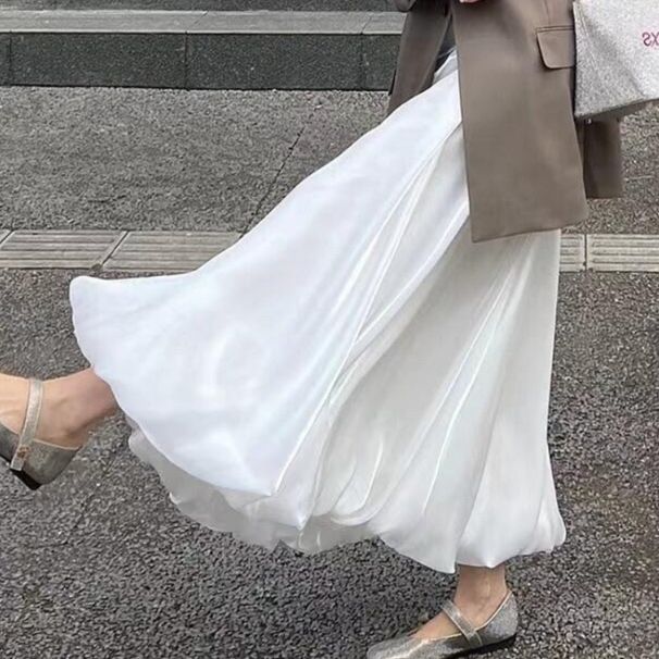 K Jellyfish Skirt Women's New High Waisted A-line Design Sense Niche Fluffy Flower Bud Half Body Long Skirt_ecoleips.com