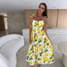Women's Clothing Camisole Dress With Built-In Bra – Stylish This Summer Printed Waist Cinching & Button Front Design_ecoleips.com