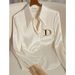 Women's White Acetate Satin Shirt Casual Elegant Fashion Office Lady Street Style Spring Autumn Chic Light Luxury Design Top_ecoleips.com