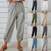 High Waisted Buttoned Cotton Linen Pants For Women Loose Fitting Cropped Wide Leg Casual Versatile Style Design_ecoleips.com