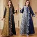 Women's Clothing Contrast Color Stitching Embroidery Elegant Style Long Sleeve Dress_ecoleips.com