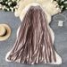 Women's Clothing High Grade Metallic Pleated Skirt Autumn And Winter Styles Fashionable Elastic Waist Elegant A Line Mid Length Skirt_ecoleips.com