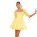 Cross-Border 2025 Summer Organza Solid Color Vintage Puff Sleeve Princess Dress In Stock For Women_ecoleips.com