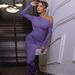 Autumn Winter New European American Style Cross-Border Women's Fashion Hot-Selling Sexy Ruched Off-Shoulder Long Sleeve_ecoleips.com