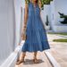Women's Clothing Pleated Solid Color Stand Collar Sleeveless Dress_ecoleips.com