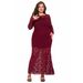 Plus Size Women's Clothing New Lace Fishtail Evening Dress_ecoleips.com