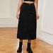 Women's Clothing Hottie Elastic Waist Denim Workwear Casual Mid Length Skirt_ecoleips.com