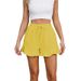 2025s Women's Cotton Linen Shorts With Ruffle Hem, Elastic Waistband, Drawstring, Casual Pants For Women_ecoleips.com