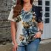 Floral Pattern 3D Printed Women's T-Shirt V Neck Short Sleeve Summer Top Cross Border Base Layer_ecoleips.com