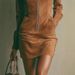 Suede-Like Zip Pocket Long Sleeve Dress – High Neck Slim Fit Mid-Length Dress For Women (Xs-Xxl, Earth Tones, Stretch Polyester Blend)_ecoleips.com