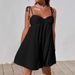 2025 European American Summer New Fashionable And Comfortable Mini Solid Color Loose Strap Dress_ecoleips.com