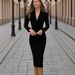 Fashion New Suit Double-breasted Long-sleeved Office Commuter Jacket Dress_ecoleips.com