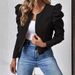 Women's Clothing Women's Solid Color Round Neck Open Cardigan Zipper Bubble Long Sleeve Jacket Style For Spring Autumn_ecoleips.com