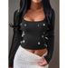 Y2k-Style Sexy Long-Sleeved Solid-Color Vest/T-Shirt For Fashionable Women's Wear_ecoleips.com