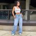 Aria Basics Cross-border European And American High-waisted Comfortable High-elasticity Washed Denim Women's Trousers,_ecoleips.com