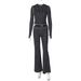 Women's French Style Polka Dot Cardigan Hooded Top And Color Block Trousers Set Autumn Winter Fashion Low Waist New Arrivals_ecoleips.com