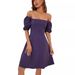 2026 Cross-Border Foreign Trade European Station Summer Hot Sale New Solid Color Square Neck Puff Sleeve Dress_ecoleips.com