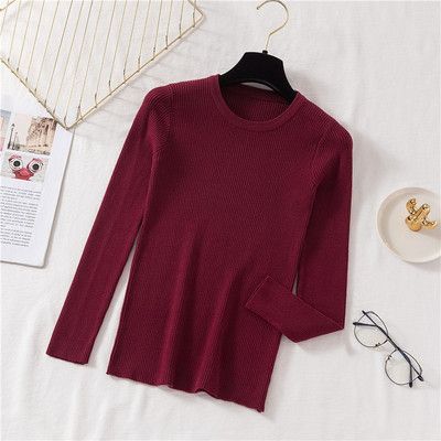 Women's Slim Fit Round Neck Long Sleeve Sweater – Basic Knit Pullover For Layering | 14 Trendy Colors | One-Size Stretch Fit_ecoleips.com