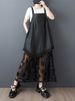 Lace Patchwork Floral Vintage Strap Dresses For Women 2025 Summer New Sleeveless Casual Loose Midi Dress Fashion Elegant Clothes_ecoleips.com