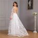 Women's Clothing Autumn And Winter New Long Sleeved V Neck Large Swing Trailing Lace Dress Wedding Dress_ecoleips.com