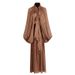 Women's Clothing New Fashion Niche Design Bat Sleeve Lace Up Pleated Dress_ecoleips.com