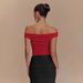 Cross-border European And American Sexy Y2K Mesh Ruched Tank Tops, Summer Off-shoulder Outerwear T-shirts, Women's_ecoleips.com